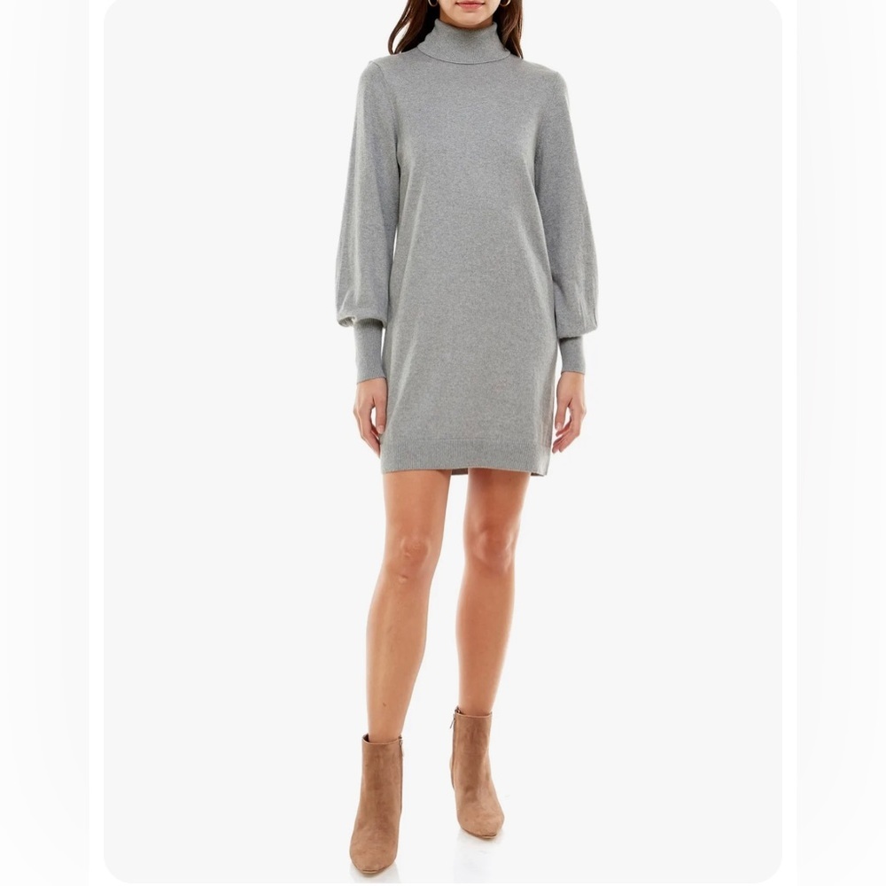 WAYF Morela‎ Turtleneck Sweater Dress in Grey